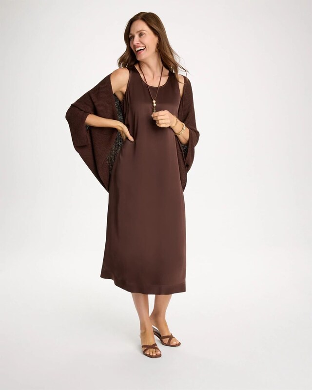 Faux Satin Sleeveless Dress - image 2